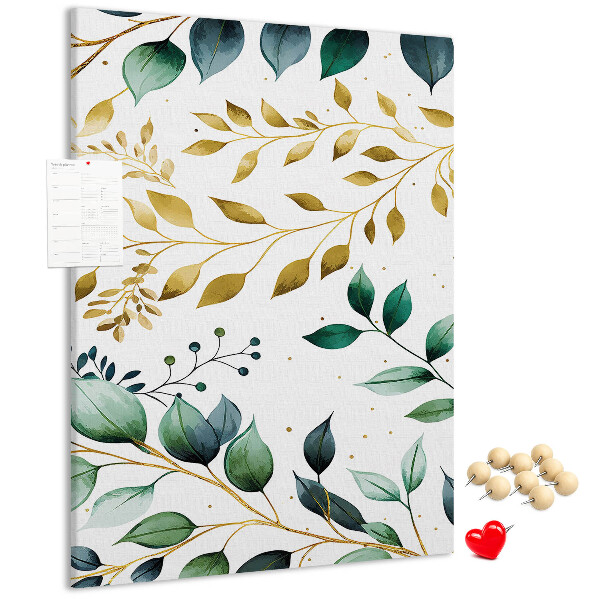 Nástěnka korková Zlaté listy na světlém pozadí