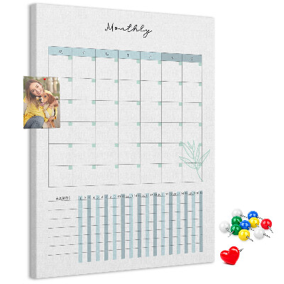 Korková tabule Měsíční plánování s jemným květinovým akcentem