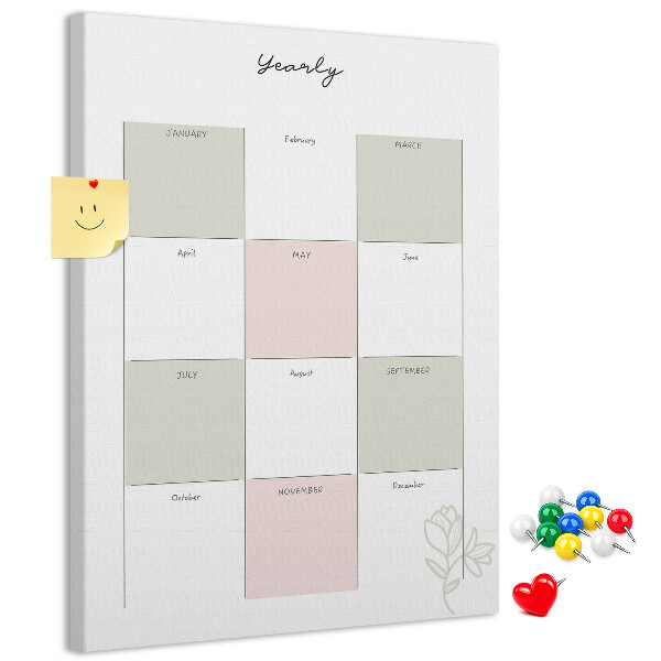 Nástěnka na zeď Roční diář s minimalistickým designem