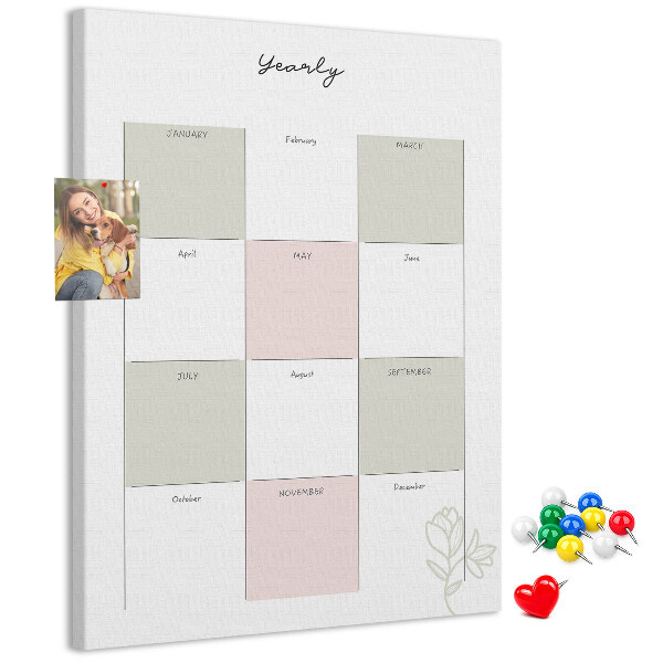 Nástěnka na zeď Roční diář s minimalistickým designem