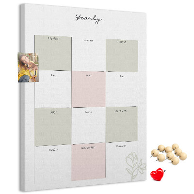 Nástěnka na zeď Roční diář s minimalistickým designem