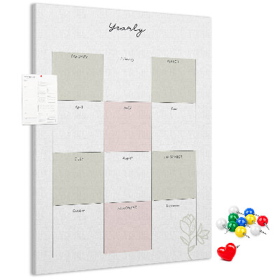 Nástěnka na zeď Roční diář s minimalistickým designem