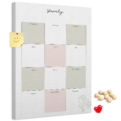 Nástěnka na zeď Roční diář s minimalistickým designem
