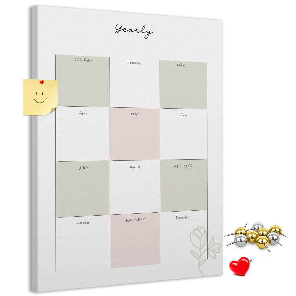 Nástěnka na zeď Roční diář s minimalistickým designem
