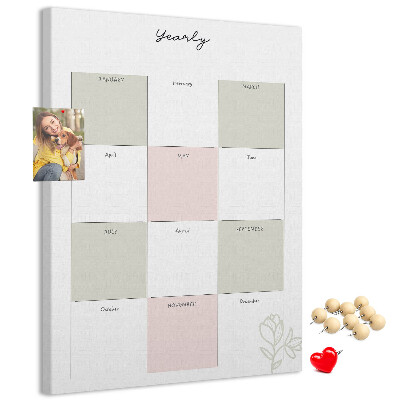 Nástěnka na zeď Roční diář s minimalistickým designem
