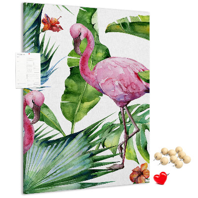 Nástěnka na zeď Veselí plameňáci v tropickém prostředí