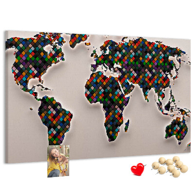 Fětská nástěnka Barevná mapa světa se čtverečky