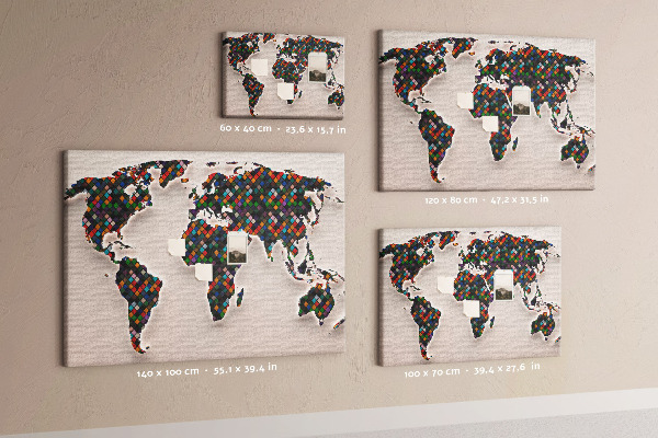 Fětská nástěnka Barevná mapa světa se čtverečky