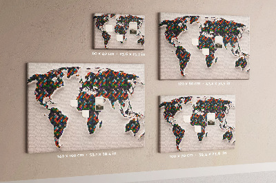 Fětská nástěnka Barevná mapa světa se čtverečky
