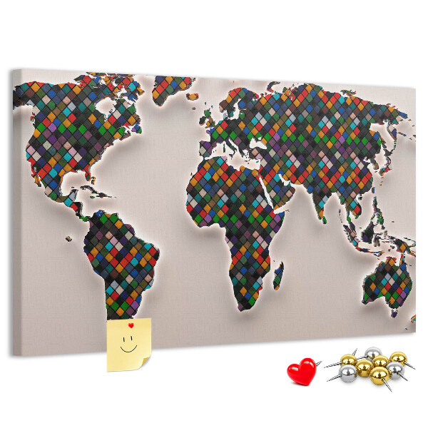 Fětská nástěnka Barevná mapa světa se čtverečky