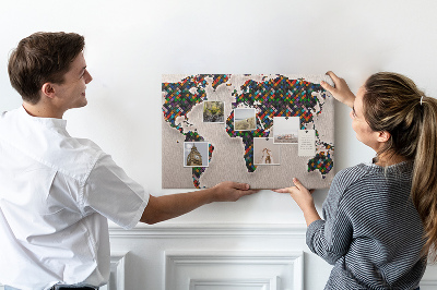 Fětská nástěnka Barevná mapa světa se čtverečky