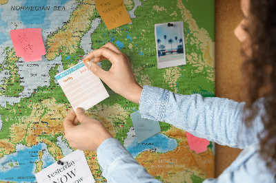 Fětská nástěnka Mapa Evropy se zeměpisnými označeními.