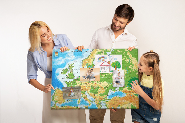 Fětská nástěnka Mapa Evropy se zeměpisnými označeními.