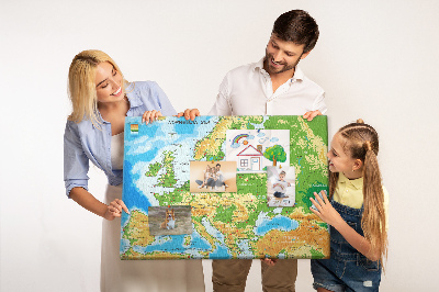 Fětská nástěnka Mapa Evropy se zeměpisnými označeními.