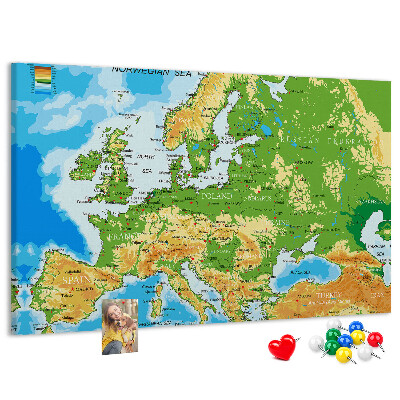 Fětská nástěnka Mapa Evropy se zeměpisnými označeními.