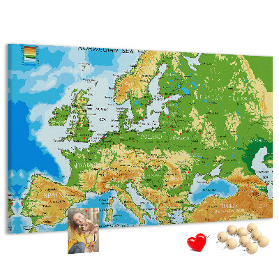 Fětská nástěnka Mapa Evropy se zeměpisnými označeními.
