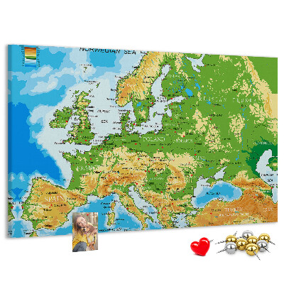 Fětská nástěnka Mapa Evropy se zeměpisnými označeními.