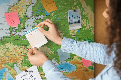Fětská nástěnka Mapa Evropy se zeměpisnými označeními.