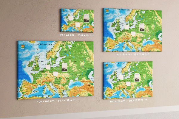 Fětská nástěnka Mapa Evropy se zeměpisnými označeními.