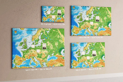 Fětská nástěnka Mapa Evropy se zeměpisnými označeními.