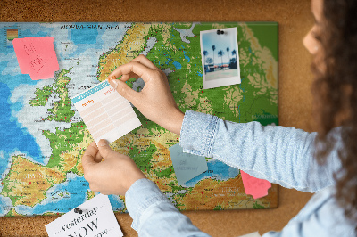 Fětská nástěnka Mapa Evropy se zeměpisnými označeními.