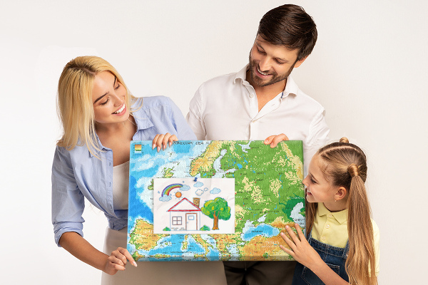 Fětská nástěnka Mapa Evropy se zeměpisnými označeními.