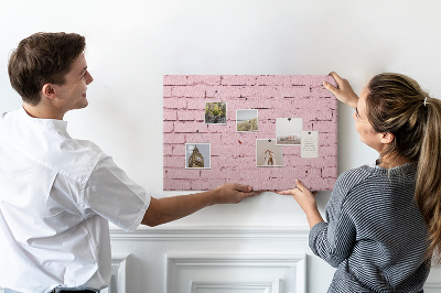 Korková nástěnka Růžová texturovaná cihlová zeď