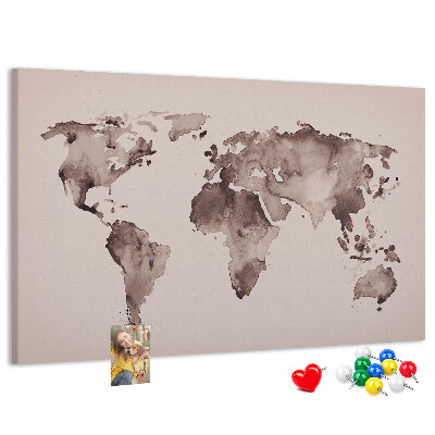 Fětská nástěnka Mapa světa v odstínech hnědé.