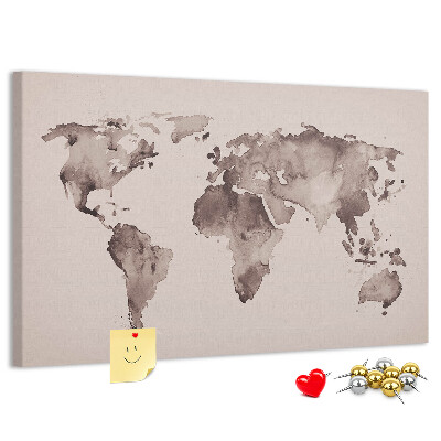 Fětská nástěnka Mapa světa v odstínech hnědé.