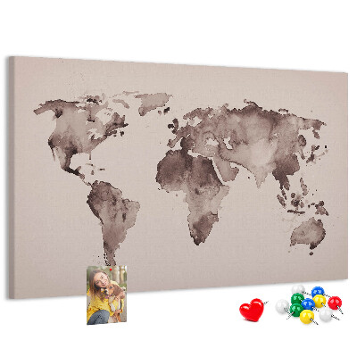 Fětská nástěnka Mapa světa v odstínech hnědé.