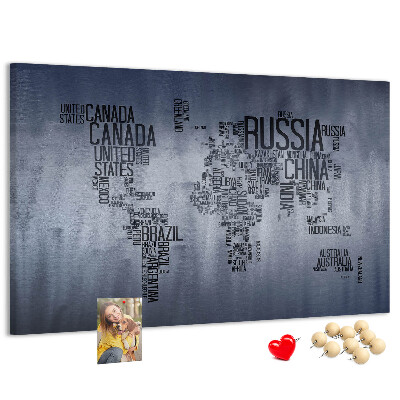 Nástěnka Mapa světa s názvy zemí.
