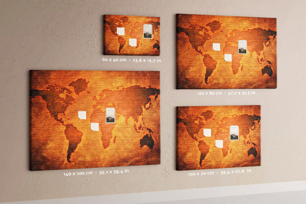 Korková nástěnka Mapa starověkého světa na hnědém pozadí