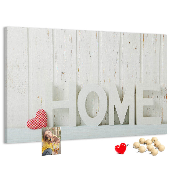 Korková nástěnka Stylový nápis HOME na bílém pozadí