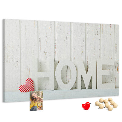 Korková nástěnka Stylový nápis HOME na bílém pozadí