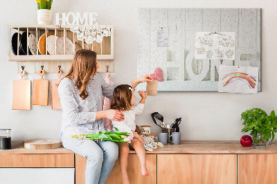 Korková nástěnka Stylový nápis HOME na bílém pozadí