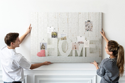 Korková nástěnka Stylový nápis HOME na bílém pozadí