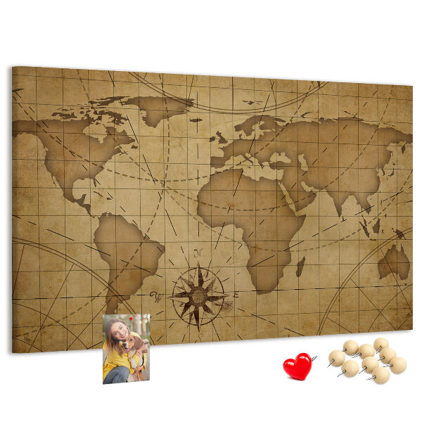 Fětská nástěnka Mapa starověkého světa s kompasem