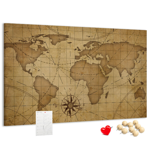 Fětská nástěnka Mapa starověkého světa s kompasem