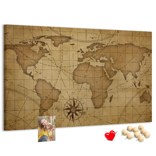 Fětská nástěnka Mapa starověkého světa s kompasem