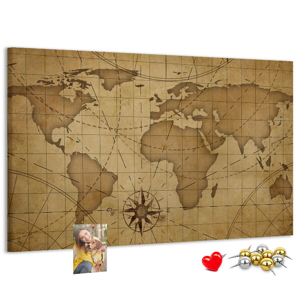 Fětská nástěnka Mapa starověkého světa s kompasem