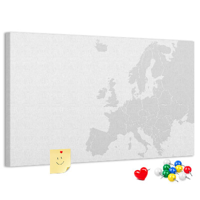 Nástěnka Mapa Evropy pro vyznačení lokalit