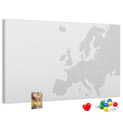 Nástěnka Mapa Evropy pro vyznačení lokalit