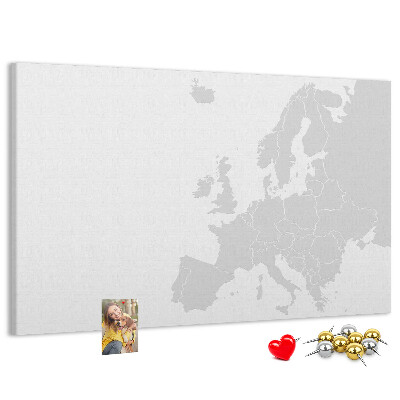 Nástěnka Mapa Evropy pro vyznačení lokalit