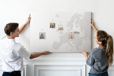 Nástěnka Mapa Evropy pro vyznačení lokalit