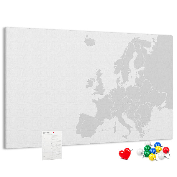 Nástěnka Mapa Evropy pro vyznačení lokalit