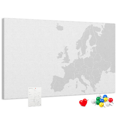 Nástěnka Mapa Evropy pro vyznačení lokalit