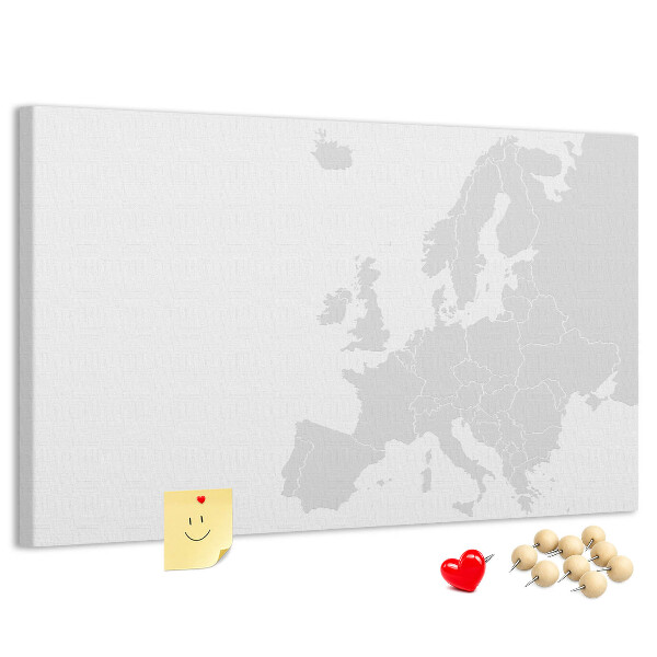 Nástěnka Mapa Evropy pro vyznačení lokalit