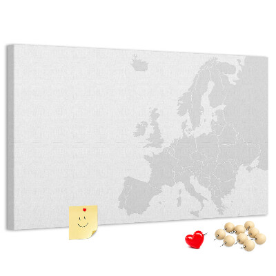 Nástěnka Mapa Evropy pro vyznačení lokalit