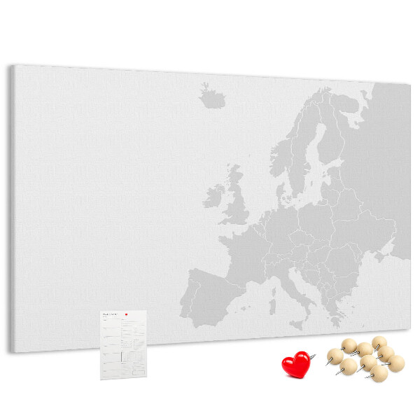 Nástěnka Mapa Evropy pro vyznačení lokalit