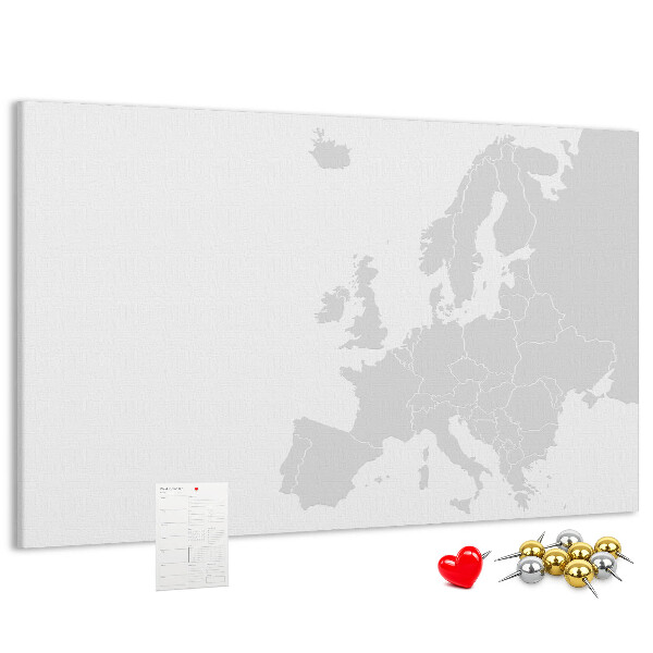 Nástěnka Mapa Evropy pro vyznačení lokalit